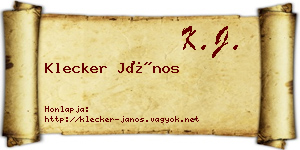 Klecker János névjegykártya