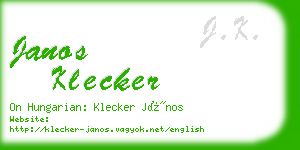 janos klecker business card